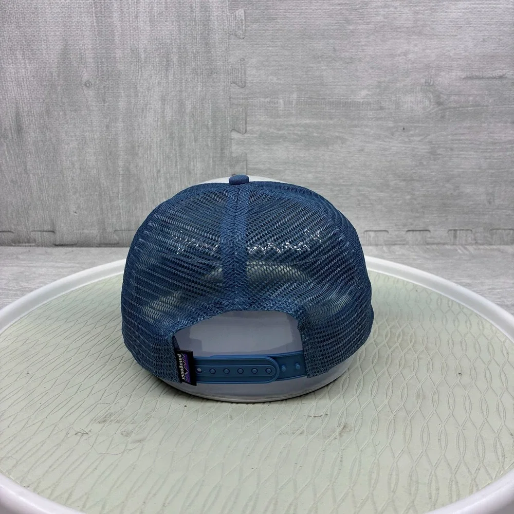 Patagonia Fitz Roy Trout Trucker Hat Men One Size Blue White Cotton Mesh